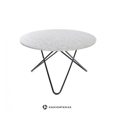 Apaļš pusdienu galds ar marmora izskatu d=110cm vērsis ar skaistuma trūkumu