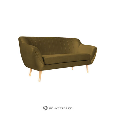 Sofa (sardaigne) mazzini sofa yellow, velvet, natural beech wood