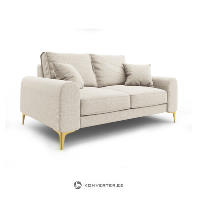 Sofa (madara) mazzini sofos šviesiai smėlio spalvos, struktūrinis audinys, auksinis metalas