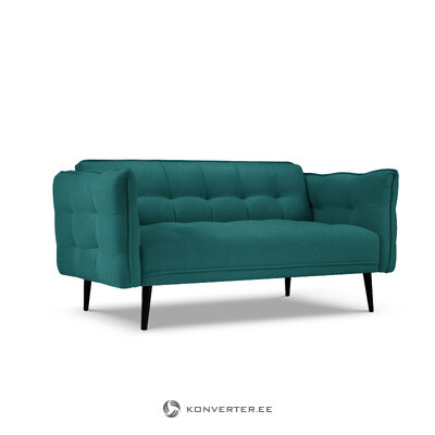 Dīvāns (kanna) mazzini dīvānos tirkīza zils, strukturēts audums, melns dižskābarža koks