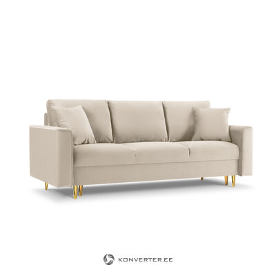 Sofa-lova (cartadera) mazzini sofos smėlio spalvos, aksominis, auksinis metalas