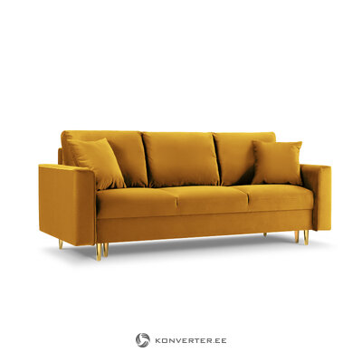 Sofa-lova (cartadera) mazzini sofa geltona, aksominė, aukso spalvos metalas