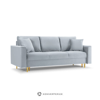 Sofa-lova (cartadera) mazzini sofos šviesiai mėlyna, aksominė, aukso spalvos metalas