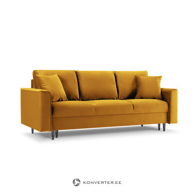 Sofa-lova (cartadera) mazzini sofa geltona, aksominė, juodas chromuotas metalas