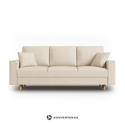 Sofa bed (cartadera) mazzini sofas beige, velvet, natural beech wood