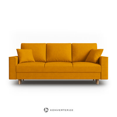 Sofa-lova (cartadera) mazzini sofa geltona, aksominė, natūralaus buko mediena