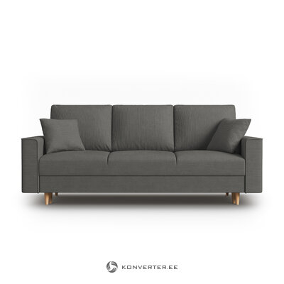 Sofa-lova (cartadera) mazzini sofos pilka, aksominė, natūralaus buko medienos