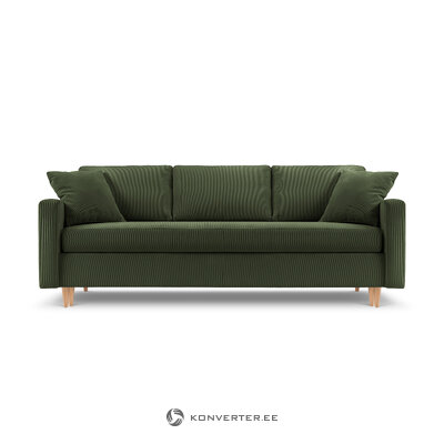 Dīvāns (rozes) mazzini dīvāns pudele zaļa, samta, dabīgā dižskābarža koka
