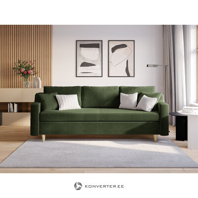 Dīvāns (rozes) mazzini dīvāns pudele zaļa, samta, dabīgā dižskābarža koka