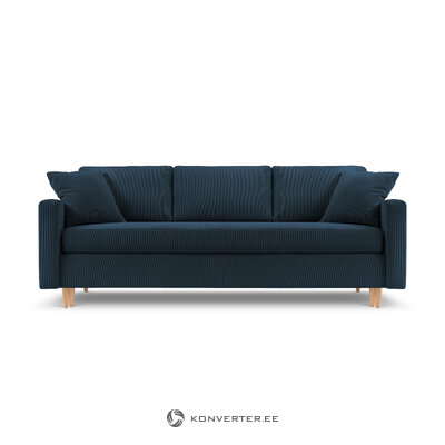 Sofa bed (rose) mazzini sofas dark blue, velvet, natural beech wood