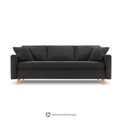 Sofa bed (rose) in mazzini sofas, dark gray, velvet, natural beech wood