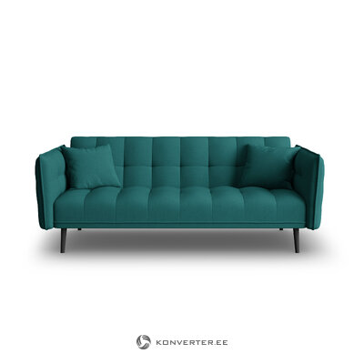 Dīvāns (canna) mazzini dīvāni tirkīza zils, strukturēts audums, melns dižskābarža koks