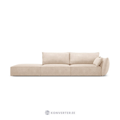 Sofa &#39;vanda&#39; smėlio spalvos, šenilinė, juodo plastiko, kairė