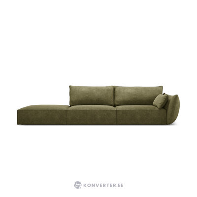 Sofa &#39;vanda&#39; green, chenille, black plastic, left