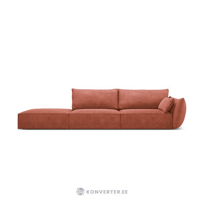 Sofa &#39;vanda&#39; raudona, šenilinė, juoda plastikinė, kairė