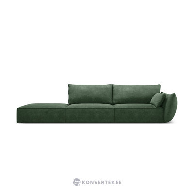 Sofa &#39;vanda&#39; bottle green, chenille, black plastic, left