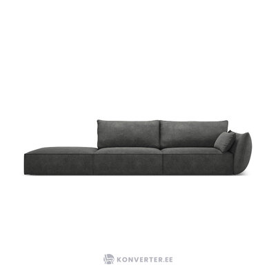 Sofa &#39;vanda&#39; pilka, šenilinė, juodo plastiko, kairė