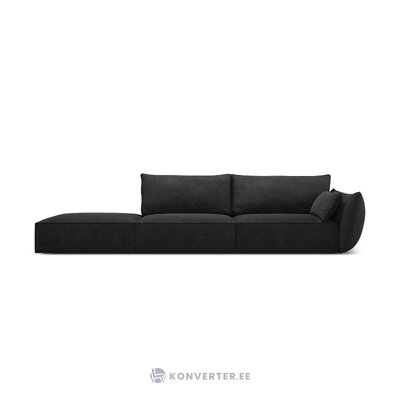 Sofa &#39;vanda&#39; tamsiai pilka, šenilinė, juodo plastiko, kairė