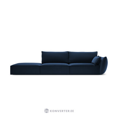 Sofa &#39;vanda&#39; deep blue, velvet, black plastic, left