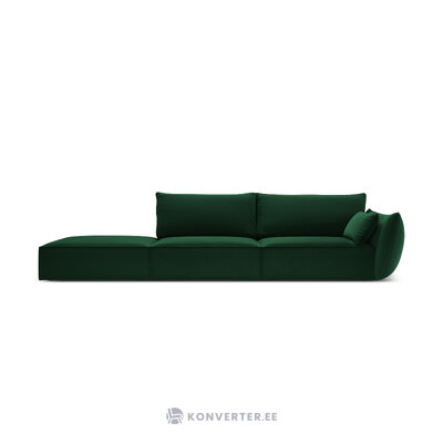 Sofa &#39;vanda&#39; bottle green, velvet, black plastic, left