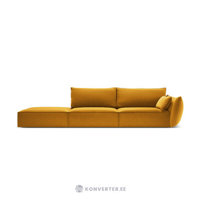 Sofa &#39;vanda&#39; geltona, aksominė, juoda plastikinė, kairė