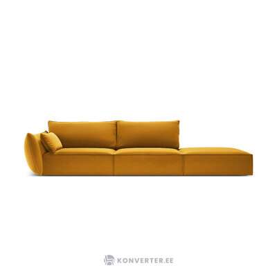 Sofa &#39;vanda&#39; geltona, aksominė, juoda plastikinė, geresnė