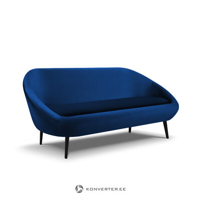Aksominė sofa (žiedlapis) mazzini sofos tamsiai mėlynos, aksominės, juodos buko medienos