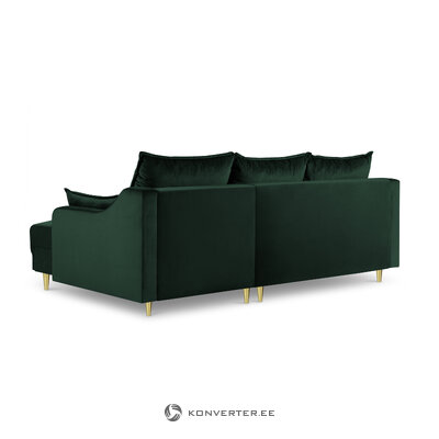 Kampinė sofa-lova (frezija) mazzini sofa butelis žalias, aksominis, auksinis metalas