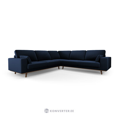 Corner sofa &#39;hebe&#39; deep blue, velvet