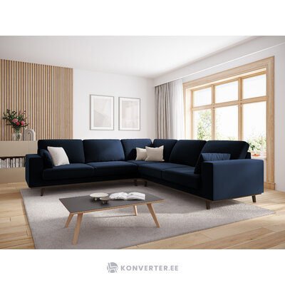 Kampinė sofa &#39;hebe&#39; sodriai mėlyna, aksominė