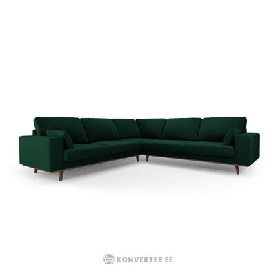 Kampinė sofa &#39;hebe&#39; buteliukas žalias, aksominis