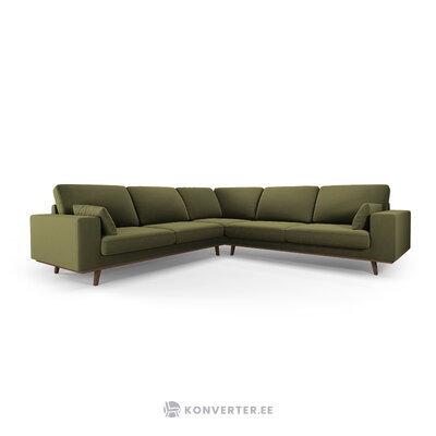 Kampinė sofa &#39;hebe&#39; žalia, aksominė