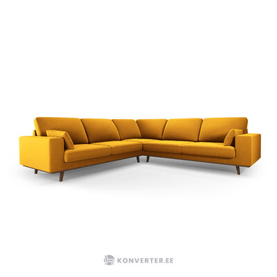 Kampinė sofa &#39;hebe&#39; geltona, aksominė