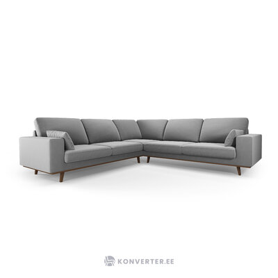 Kampinė sofa &#39;hebe&#39; pilka, aksominė