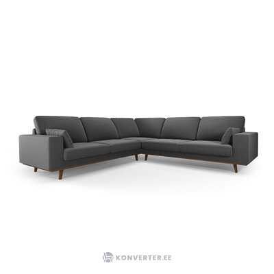 Kampinė sofa &#39;hebe&#39; tamsiai pilka, aksominė