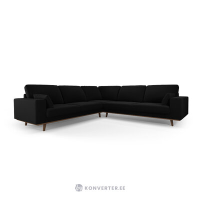 Kampinė sofa &#39;hebe&#39; juoda, aksominė