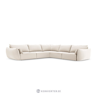 Corner sofa &#39;vanda&#39; light beige, velvet