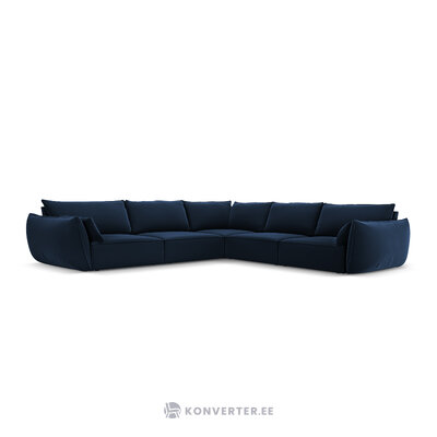 Corner sofa &#39;vanda&#39; deep blue, velvet