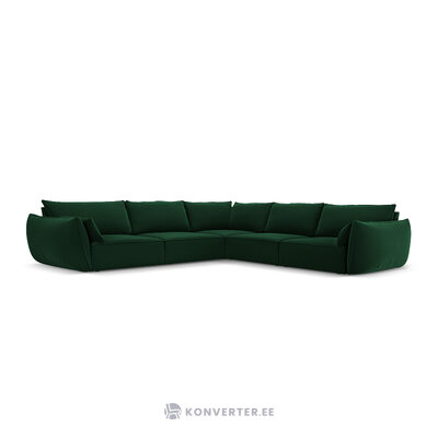 Kampinė sofa &#39;vanda&#39; buteliukas žalia, aksominė