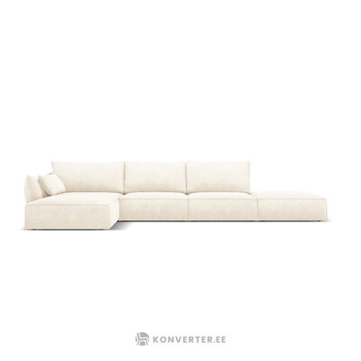 Kampinė sofa &#39;vanda&#39; šviesiai smėlio spalvos, šenilinė, juodo plastiko, kairė