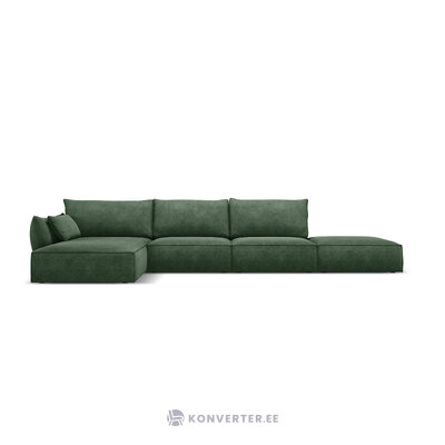 Kampinė sofa &#39;vanda&#39; buteliukas žalias, šenilinis, juodas plastikas, kairėje