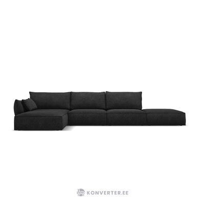 Kampinė sofa &#39;vanda&#39; tamsiai pilka, šenilinė, juodo plastiko, kairė