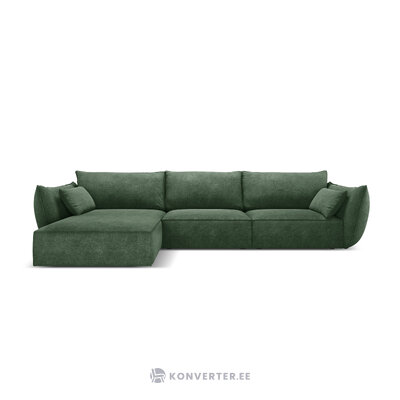 Kampinė sofa &#39;vanda&#39; buteliukas žalias, šenilinis, juodas plastikas, kairėje