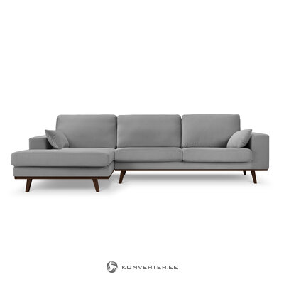 Corner sofa (hebe) mazzini sofas grey, velvet, without legs, left