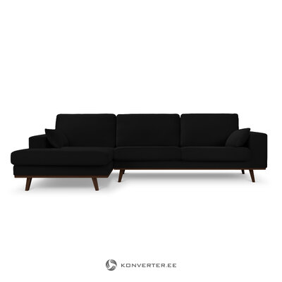 Corner sofa (hebe) mazzini sofas black, velvet, without legs, left