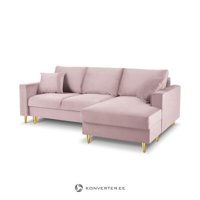 Kampinė sofa-lova (cartadera) mazzini sofos levandų, aksomo, aukso metalo, geriau