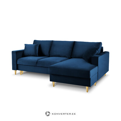 Kampinė sofa-lova (cartadera) sofos mazzini sofos tamsiai mėlyna, aksominė, auksinė metalinė, geresnė