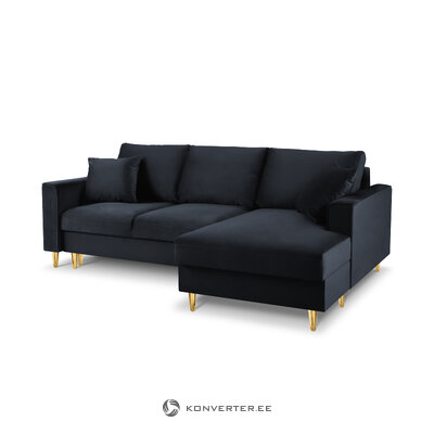 Corner sofa bed (cartadera) mazzini sofas dark blue, velvet, gold metal, better