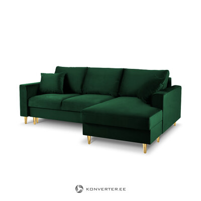 Kampinė sofa-lova (cartadera) mazzini sofas butelis žalias, aksomas, auksinis metalas, geriau