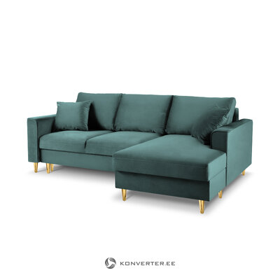 kampinė sofa-lova (cartadera) mazzini sofos benzinas, aksomas, auksinis metalas, geriau